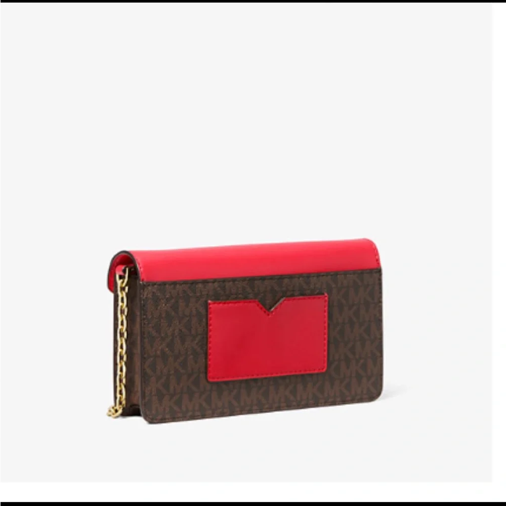 NWT Michael Kors red Envelope Signature Logo Crossbody Bag - Picture 4 of 7